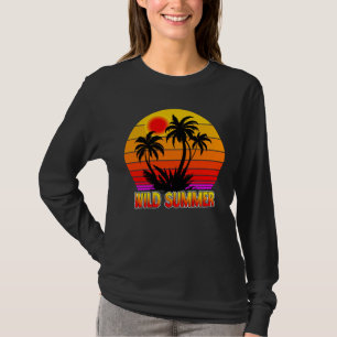Wild Retro Summer Vibes with Palm Trees Design T-Shirt