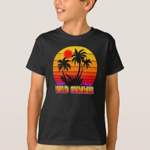 Wild Retro Summer Vibes with Palm Trees Design T-Shirt