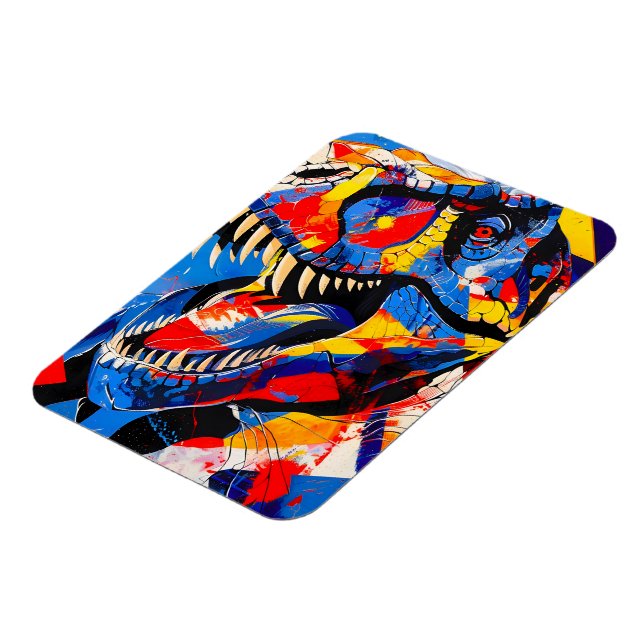Wild Retro T-rex Dinosaur Fusion Magnet (Left Side)