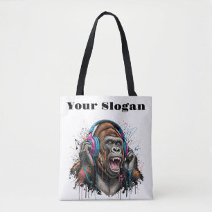 Wild Rhythms: Design Your Personalised Gorilla Tote Bag