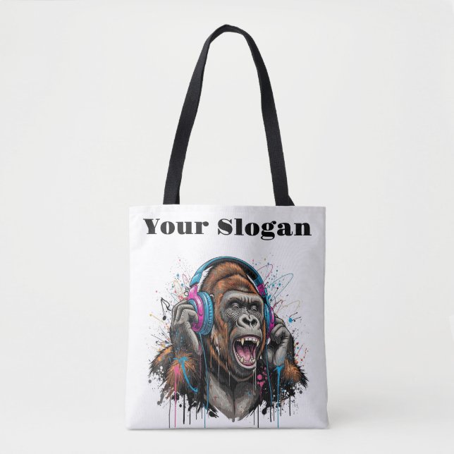 Wild Rhythms: Design Your Personalised Gorilla Tote Bag (Front)