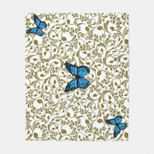 Wild Romantic Field Blue butterflies Fleece Blanket