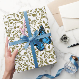 Wild Romantic Field Blue butterflies Wrapping Paper