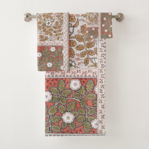 Wild Rose Art Illustration Flower Pattern Bath Towel Set