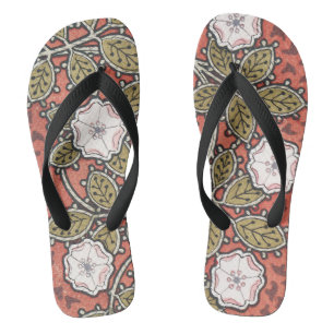 Wild Rose Art Illustration Flower Pattern Jandals