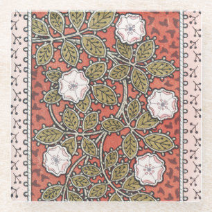 Wild Rose Art Illustration Flower Vintage Glass Coaster