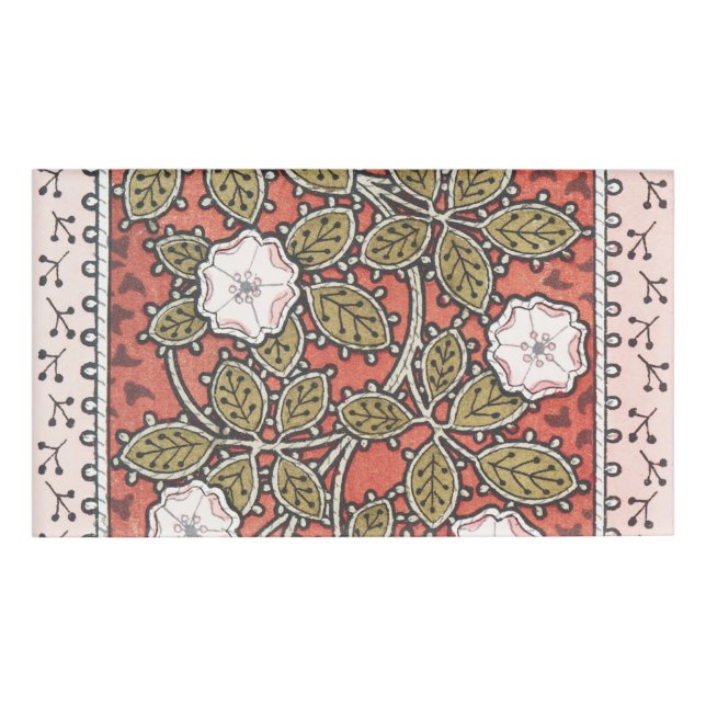 Wild Rose Art Illustration Flower Vintage Name Tag (Front)