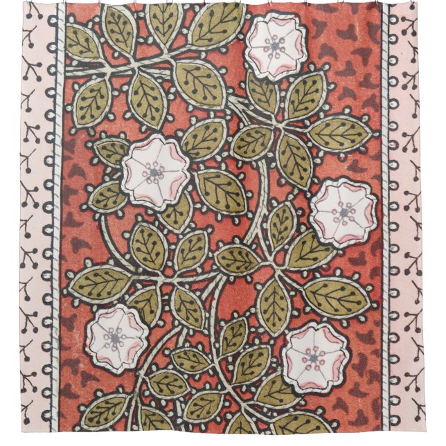 Wild Rose Art Illustration Flower Vintage Shower Curtain (Front)