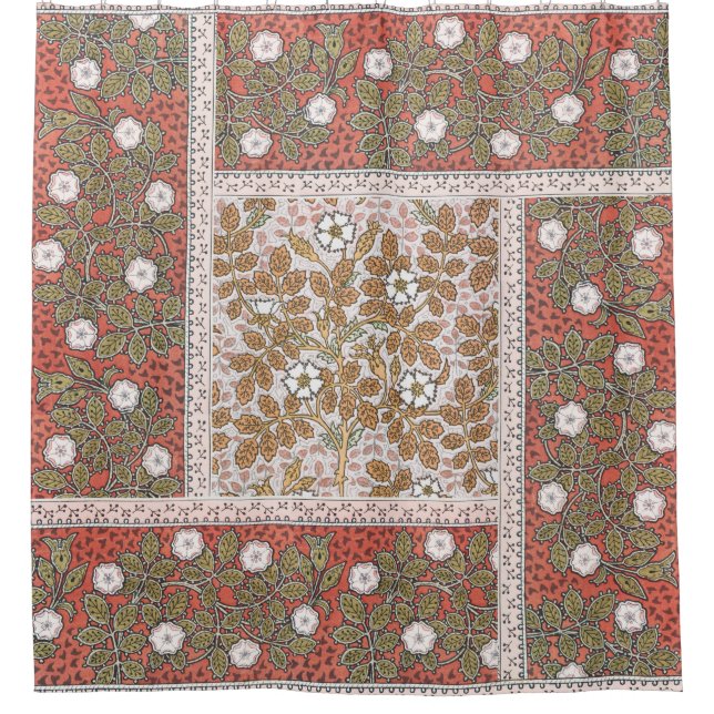 Wild Rose Art Illustration Flower Vintage Shower Curtain (Front)