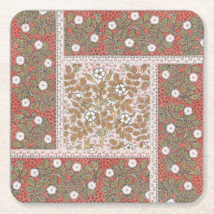 Wild Rose Art Illustration Flower Vintage Square Paper Coaster