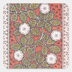 Wild Rose Art Illustration Flower Vintage Square Sticker