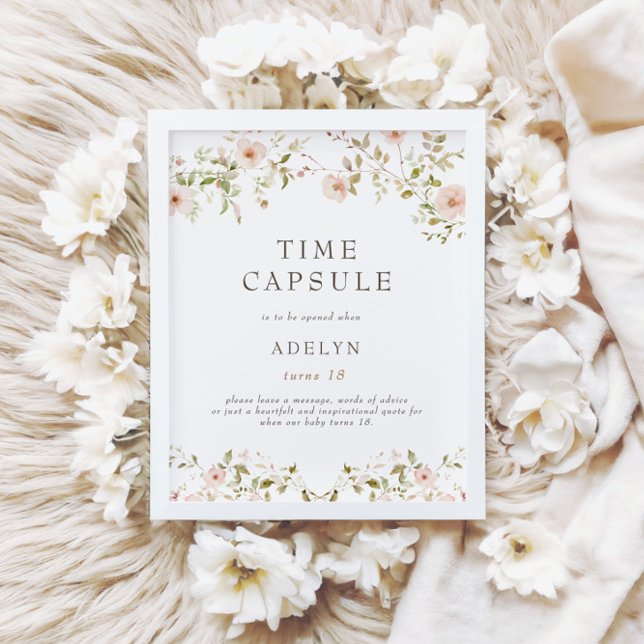 Wild Rose Baby First Birthday Time Capsule Sign (Creator Uploaded)