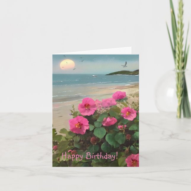 Wild Rose Beach Birthday Card (Front)