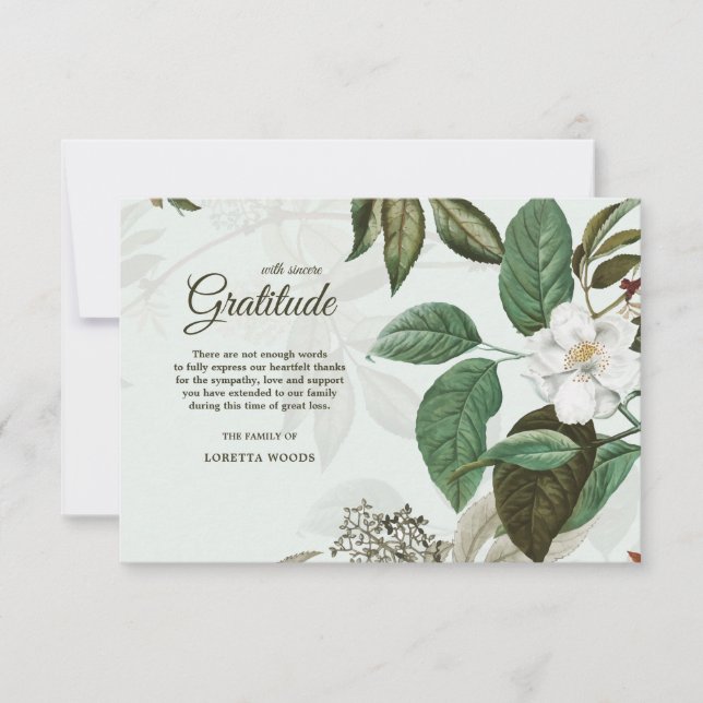 Wild Rose Bereavement Thank You Cards (Front)