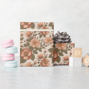 Wild Rose Blooms In Earthy Shades Of Terracotta  Wrapping Paper