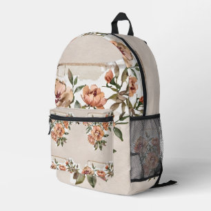 Wild Rose Blooms Printed Backpack