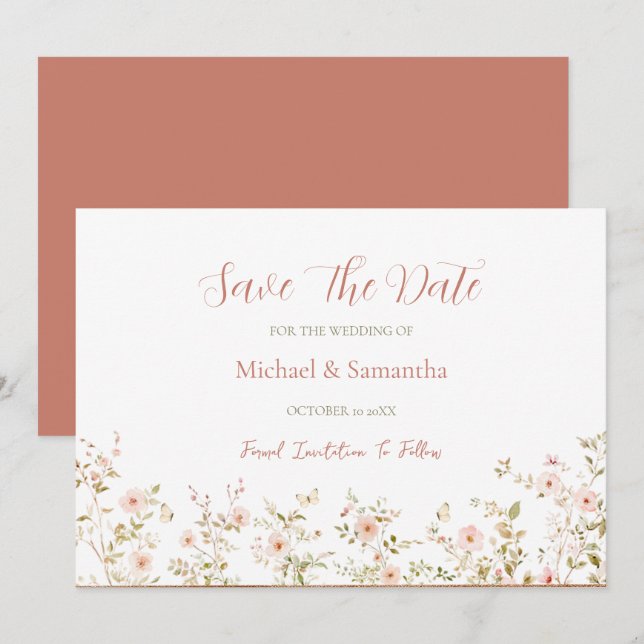 Wild Rose Country Wedding Save The Date (Front/Back)