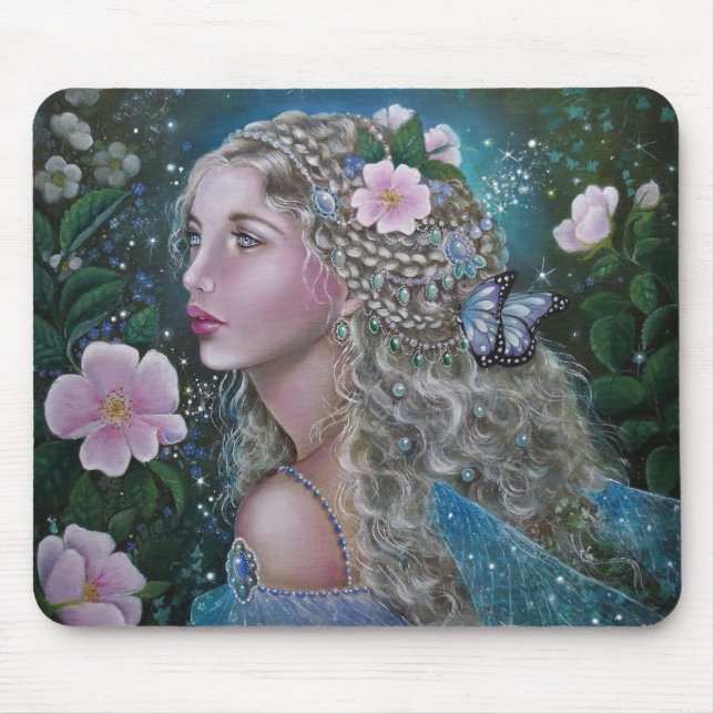 Wild rose fairy mouse pad (Front)