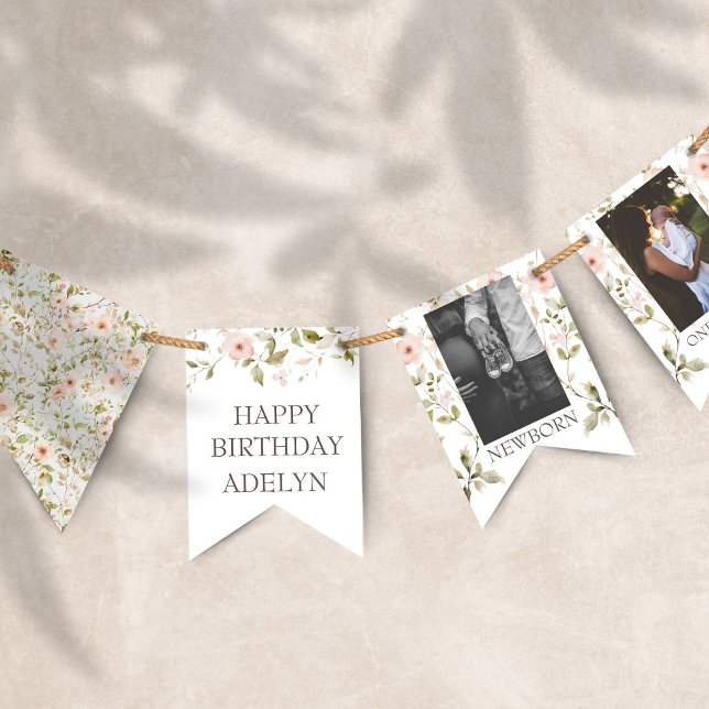 Wild Rose First Birthday Photo Bunting (Creator Uploaded)