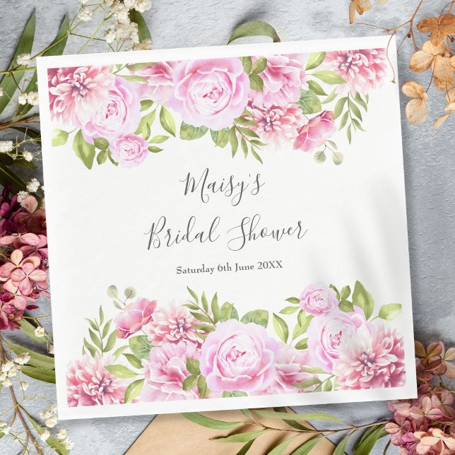 Wild Rose Floral Bridal Shower Napkin (Creator Uploaded)