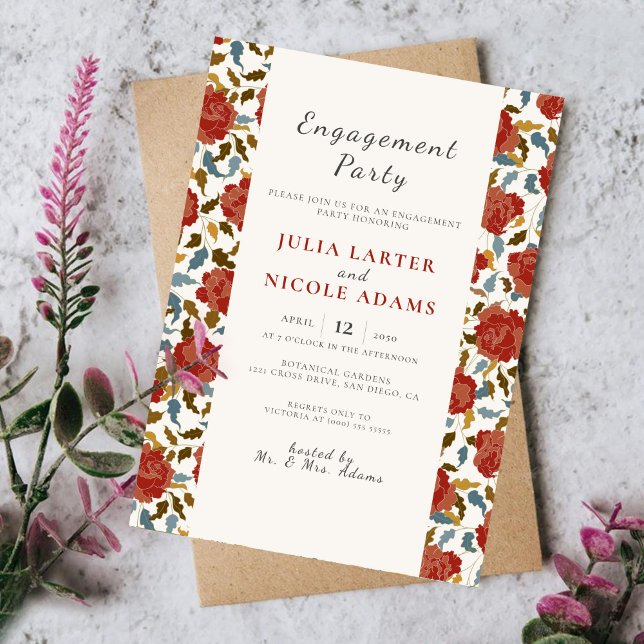 Wild Rose Floral Garden Affair Engagement Party Invitation (Creator Uploaded)
