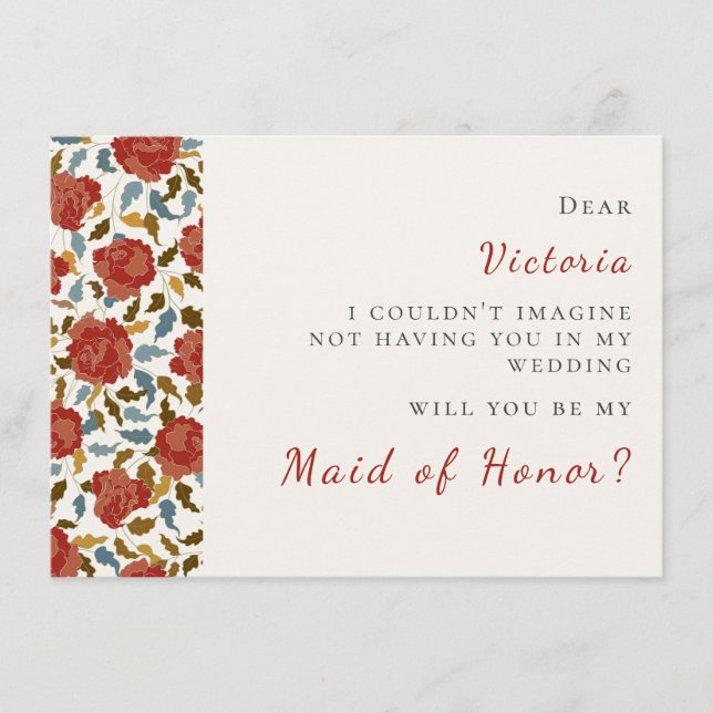 Wild Rose Floral Petals Garden Affair Wedding Menu (Front)