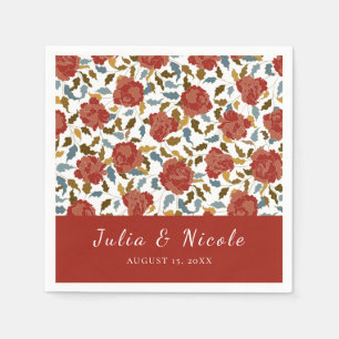 Wild Rose Floral Petals Garden Affair Wedding Napkin