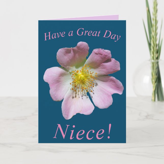 Wild Rose Flower Birthday Card for Niece (Front)