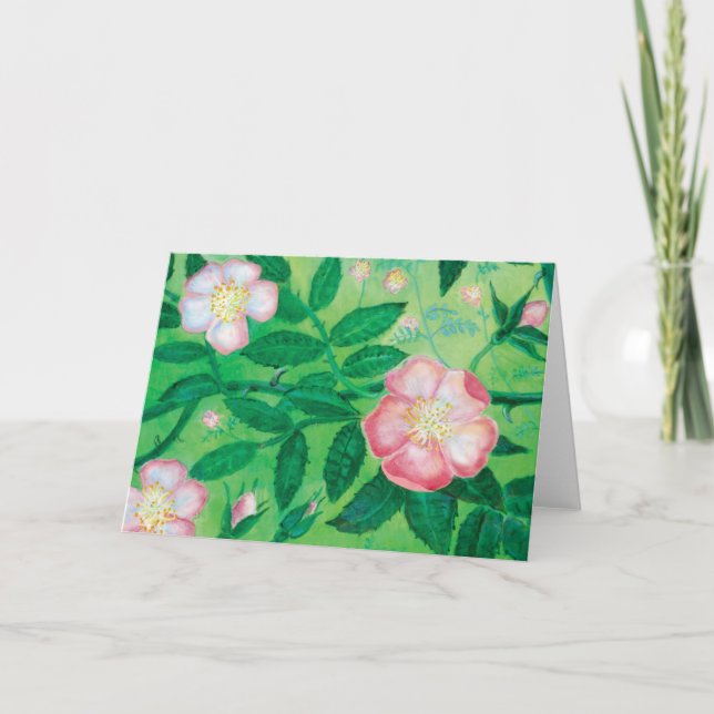 Wild rose flowers Birthday Card (Front)