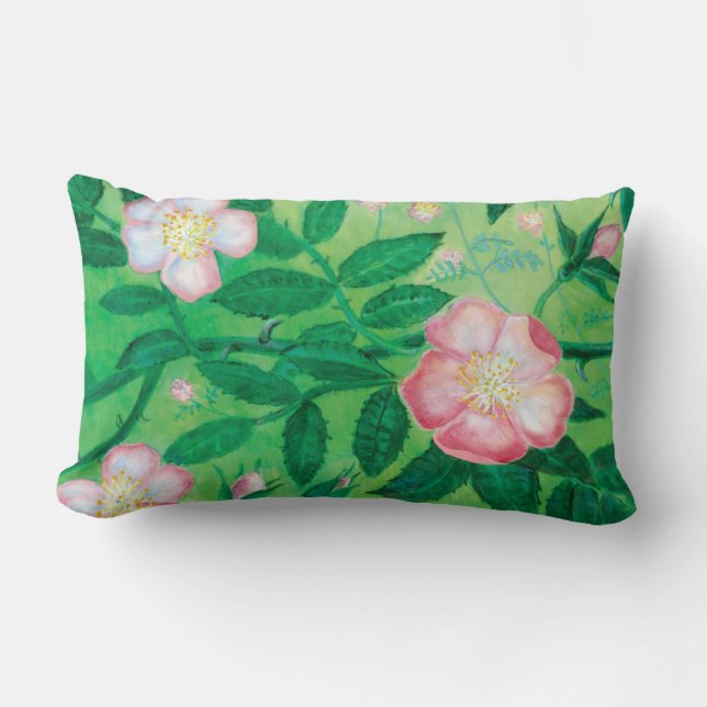 Wild rose flowers   lumbar cushion (Front)