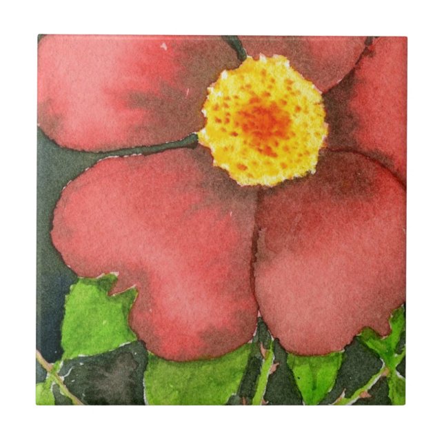 "Wild Rose" Kitchen Garden Ceramic Tile (Front)
