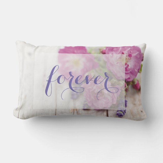 Wild Rose & Lavender Summer Flower Forever Lumbar Cushion (Front)