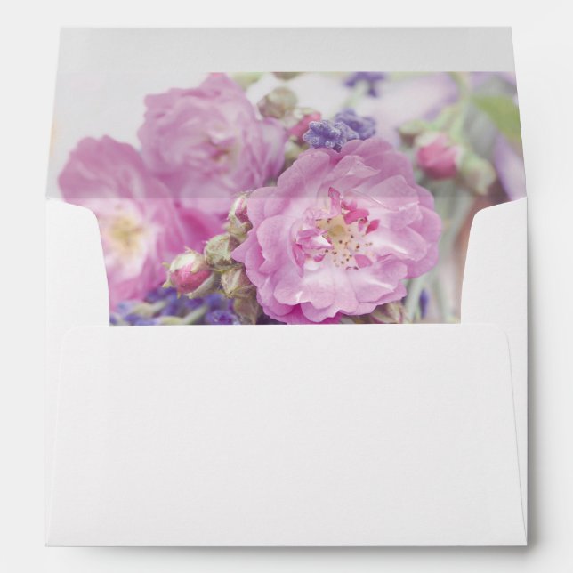 Wild Rose & Lavender Summer Flower Wedding Envelopes (Back (Bottom))