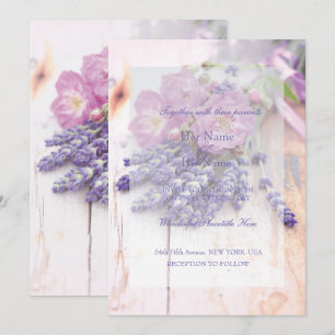 Wild Rose & Lavender Summer Flower Wedding Invitation