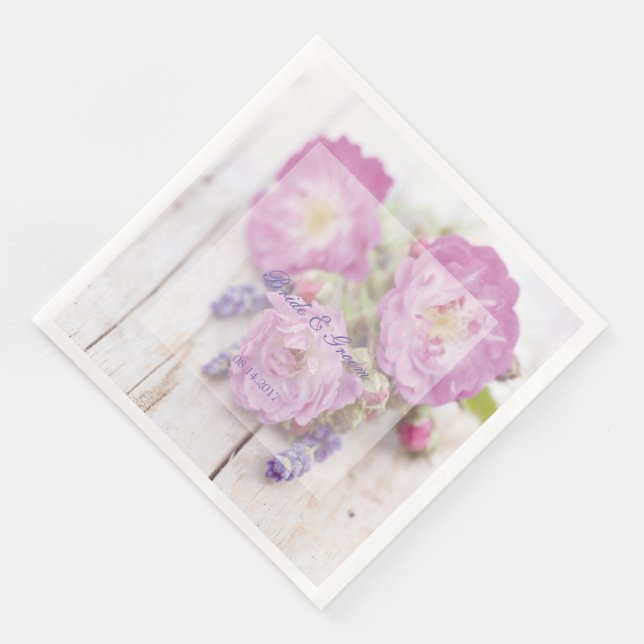 Wild Rose & Lavender Summer Wedding Napkin (Corner)