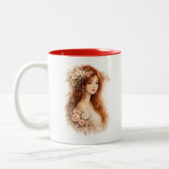 Wild Rose Maiden Watercolor Mug (Left)