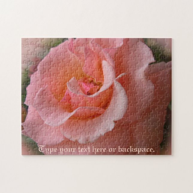 Wild Rose Puzzle Personalised Peach Rose Puzzles (Horizontal)