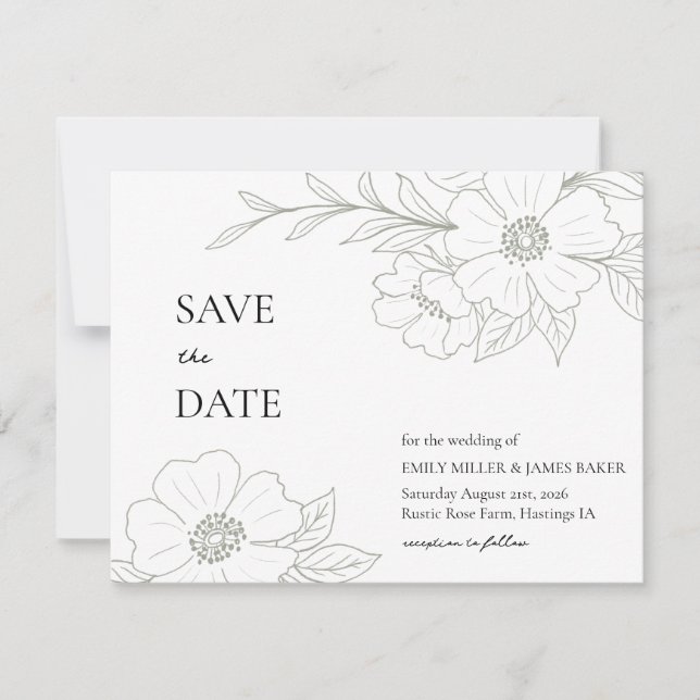Wild Rose Sage Simple Save The Date (Front)