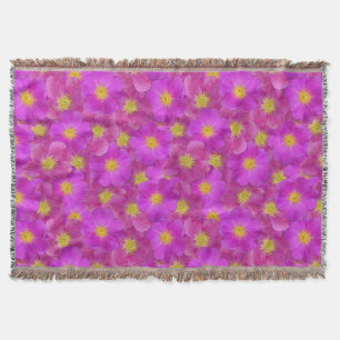 Wild Rose Seamless Pattern Throw Blanket