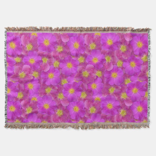 Wild Rose Seamless Pattern Throw Blanket (Front)