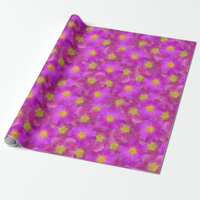 Wild Rose Seamless Pattern Wrapping Paper (Unrolled)