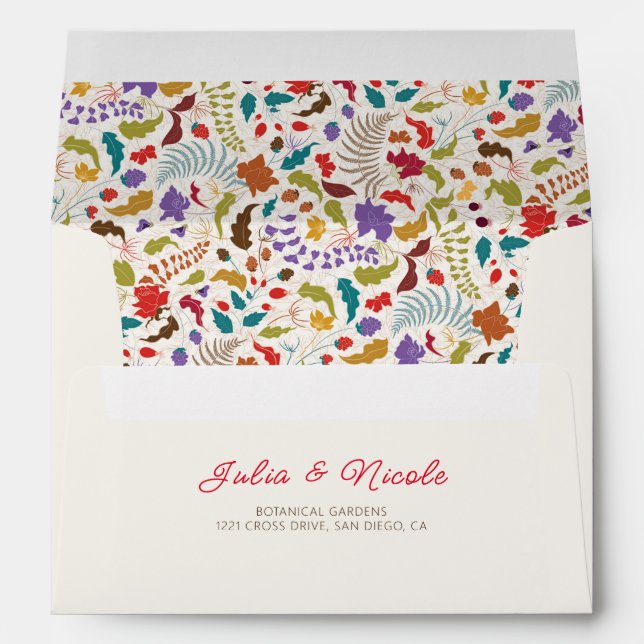 Wild Rose Woods Exotic Flower Garden Wedding Envelope (Back (Bottom))