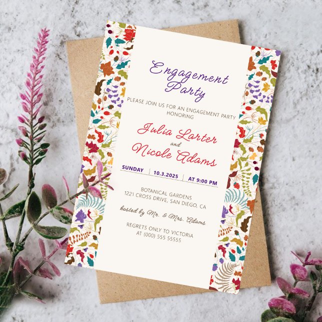Wild Rose Woods Exotic Garden Engagement Party Invitation (Creator Uploaded)