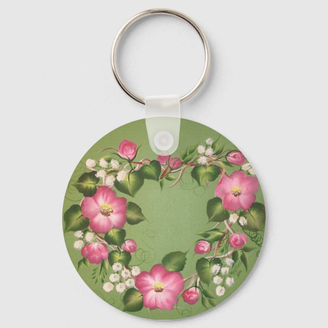 Wild Rose Wreath Key Ring (Front)