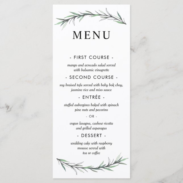 Wild Rosemary Botanical Wedding Menu (Front)