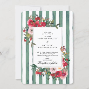 Wild Roses and Basil Green Invitation