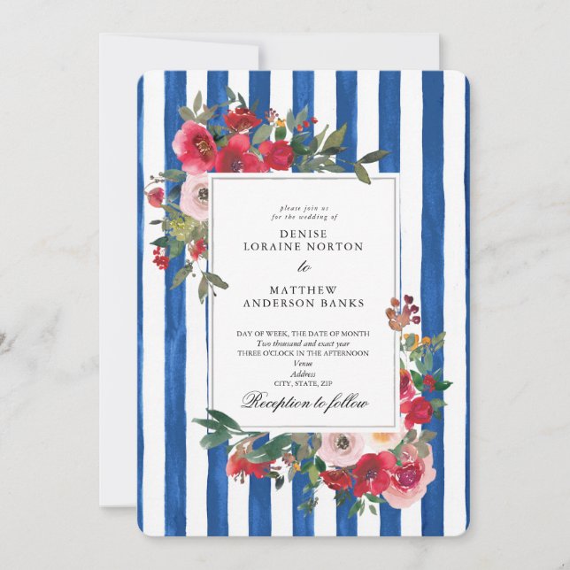 Wild Roses and Blue Lolite Invitation (Front)