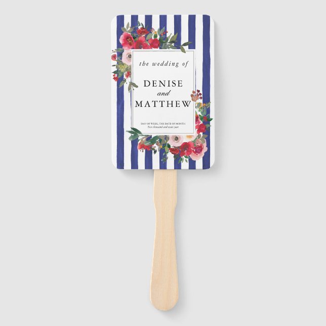 Wild Roses and Bluing Coloured Hand Fan (Front)
