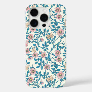 Wild roses and butterflies /pink/blue/off white iPhone 16 pro case