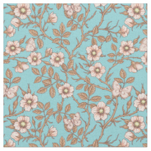 Wild roses and butterflies /pink/brown/pool fabric